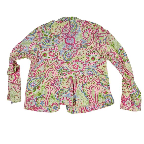 Lilly & Van Womens Paisley Cotton Blend Button-Up Jacket XL Multicolor - Picture 6 of 6